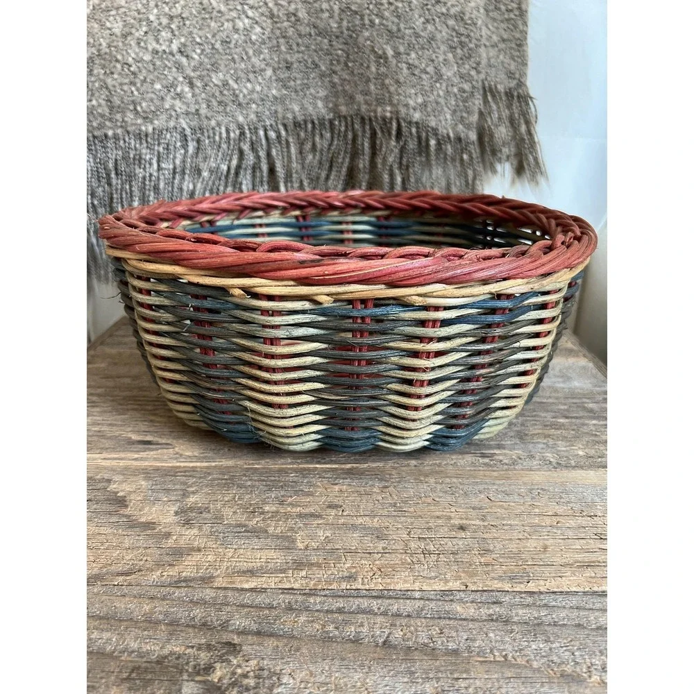 Handwoven Wicker Watermelon Fruit Basket Bowl Oval Country‎ Farmhouse Decor